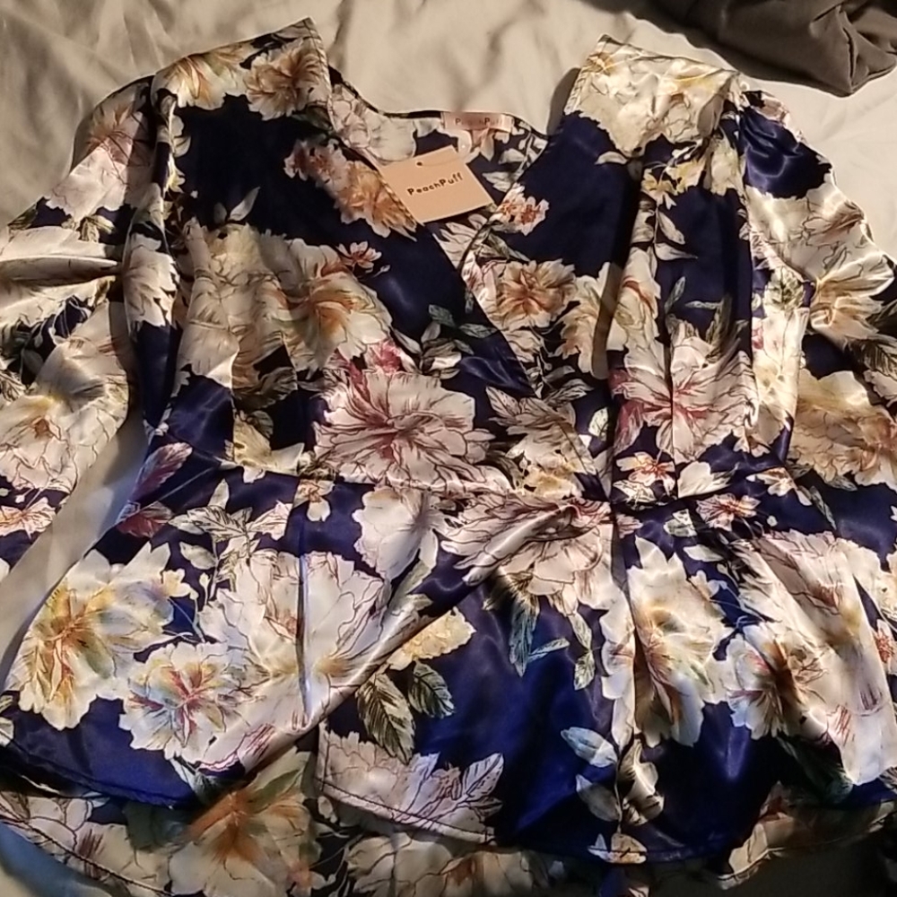 Satin faux wrap top